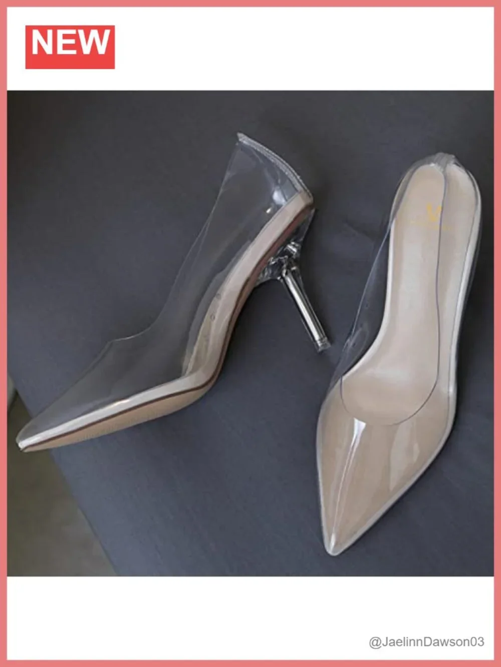 Women PVC Clear Stiletto Pumps Closed Pointed Toe 3 Inch Heels